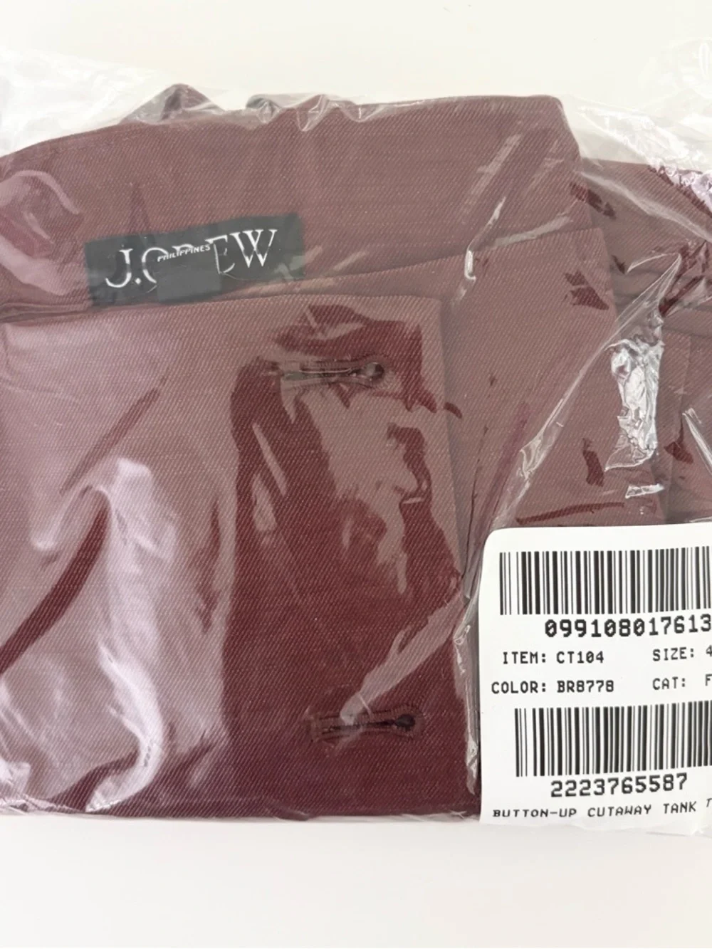 NWT J. Crew Button-up Cutaway Tank Top Gramercy Linen Blend Fresh Cacao Brown
